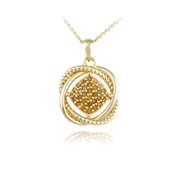 18K Gold over Sterling Silver 1/4ct Yellow Diamond Love Knot Necklace