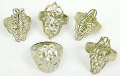 5 Sterling Filigree Rings
