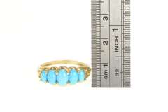 10K Yellow Gold Five Stone Turquoise Graduated Statement Ring