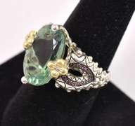 Ornate Large Green Amethyst Sterling Silver Ring