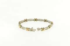 14K White Gold 1.75 Ctw Diamond Two Tone X Link Tennis Bracelet