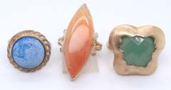 Group Lot of 3 Vintage 925 Sterling Silver gemstone Rings