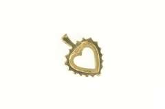 14K Yellow Gold Emerald Diamond Classic Heart Love Symbol Pendant