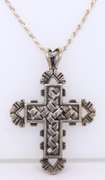 Vintage 925 Sterling Silver Cross Pendant on Rope Chain