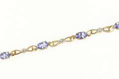 10K Yellow Gold Oval Tanzanite Diamond Accent Chain Bracelet
