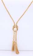 Fabulous 18kt Fancy Link Chain Pearl Tassel Necklace