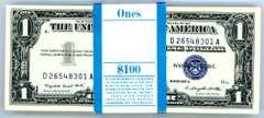 Bank-Wrapped Pack of 100 $1 Blue Seal 1957-A Silver Certificates