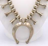 Vintage 9258 Sterling Silver Heavy Squash Blossom Necklace