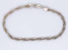 Vintage 925 Sterling Silver Rope Bracelet