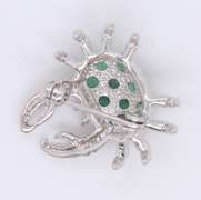 925 Sterling Silver Cubic Zirconia Crab Pin Brooch