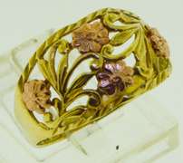 10KT Yellow Gold With Rose Gold Floral Ring