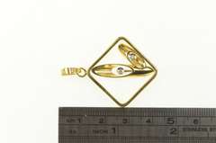 18K Yellow Gold Diamond Abstract Geometric Square Statement Pendant