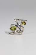 .925 Sterling Silver Peridot Natural Gem Stone Ring Size 9