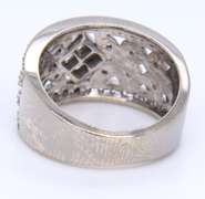 Dramatic White Gold Mixed Cut Diamond Migraine Floral Wide Diamond Band