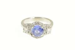Platinum 1.55 Ctw Tanzanite Diamond Halo Engagement Ring