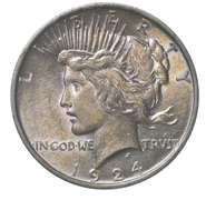 1924 Peace Silver Dollar Rainbow Toned