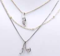 Group Lot of 3 Vintage 925 Sterling Silver Necklaces