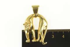 14K Yellow Gold Diamond Eyed Slouched Puma Cougar Jaguar Pendant