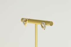 14K Yellow Gold Diamond Curvy Heart Love Symbol Stud Earrings