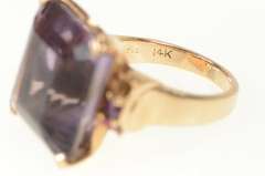 14K Yellow Gold Emerald Amethyst Ruby Retro Cocktail Ring