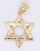 Wonderful Yellow Gold Diamond Cut Star of David Pendant