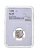 MS67 1954-D Roosevelt Dime - Graded NGC