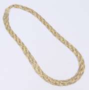 Set of Vintage Italian 925 Sterling Silver Braided Necklace with Matching Bracelet