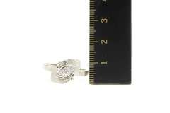 14K White Gold 0.33 Ctw 1940's Diamond Cluster Bypass Ring