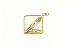 18K Yellow Gold Diamond Abstract Geometric Square Statement Pendant