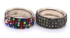 Group Lot of 2, 925 Sterling Silver Multi Color Cubic zirconia Rings