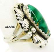 Ornate Sterling Navajo Turquoise Ring, Size 8.25