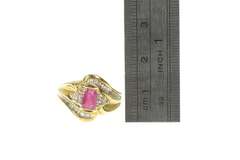 10K Yellow Gold 0.85 Ctw Natural Ruby Baguette Diamond Ring