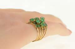 14K Yellow Gold Victorian Layered Green Glass Statement Band Ring