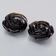 Detailed 9.63ct Tektite carved rose pair
