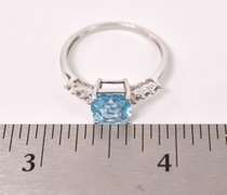 Brilliant Blue Topaz and Quartz Ring in White Gold