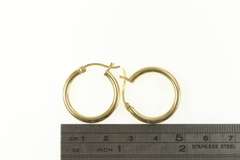 14K Yellow Gold Classic Rounded Simple Plain Hoop Earrings
