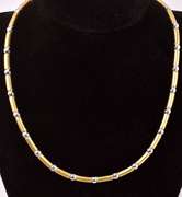 Stunning Bar and Bead Necklace in 18K Two-Tone Gold