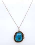 Vintage 925 Sterling Silver Turquoise Pendant on Chain