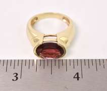 Tastful Large Garnet Ring in Yellow Gold