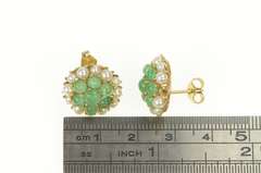 14K Yellow Gold Victorian Emerald Seed Pearl Cluster Stud Earrings