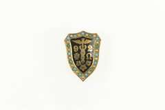 14K Yellow Gold Psi Omega Victorian Dentistry Enamel Lapel Pin/Brooch