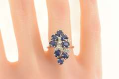 14K White Gold 1.88 Ctw Natural Sapphire VVS Diamond Cocktail Ring