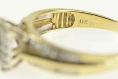 10K Yellow Gold 0.20 Ctw Diamond Squared Cluster Engagement Ring