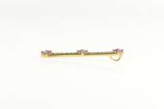 14K Yellow Gold Tiered Amethyst Diamond Bar Statement Pendant