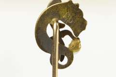 14K Yellow Gold Victorian Dragon Seed Pearl Unique Elaborate Stick Pin