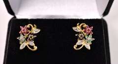 Vermeil Multi-Gem Flower Earrings