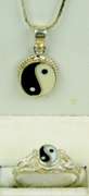 Sterling Ying & Yang Onyx Necklace & Ring