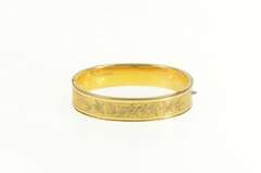 Gold Filled Squared Floral Pattern Engraved Bangle Bracelet