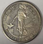 1908-S US Philippines One Peso, Circulated