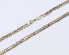 Set of Vintage Italian 925 Sterling Silver Braided Necklace with Bracelet